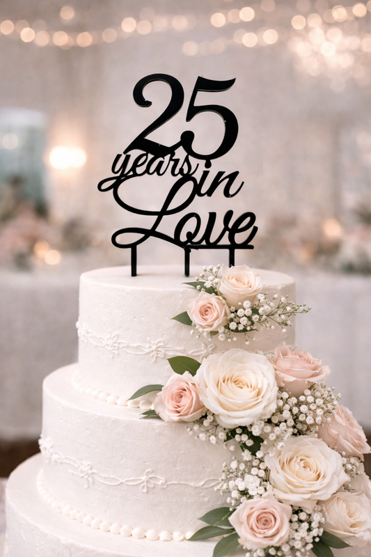 CAKE TOPPER - 25 YEARS IN LOVE