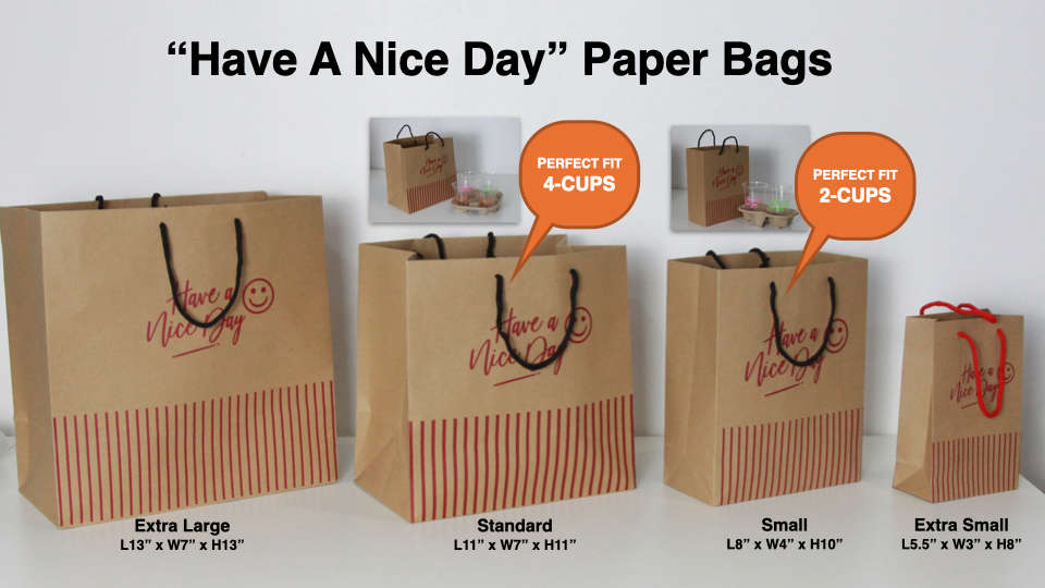 (50pcs) "HAVE A NICE DAY" XS BROWN PAPER BAG
