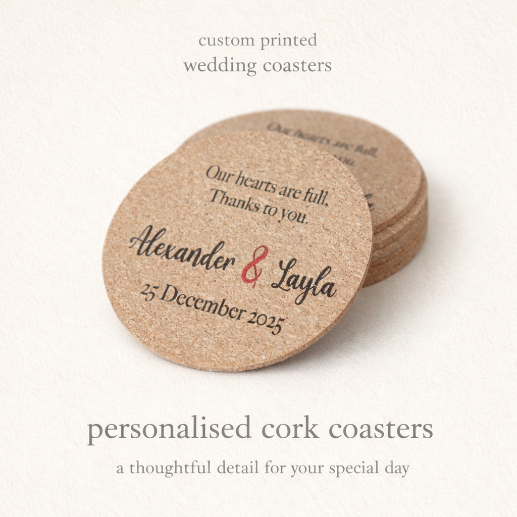 Cork Coasters - Wedding [Custom Print]