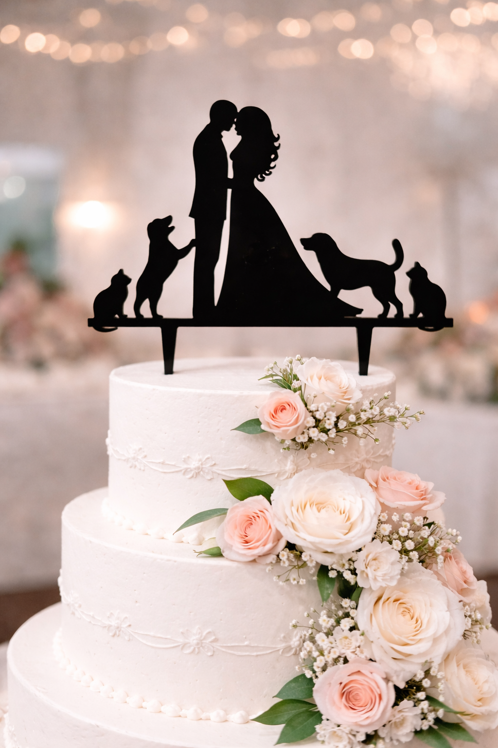 CAKE TOPPER - ANIMAL LOVER COUPLE WEDDING