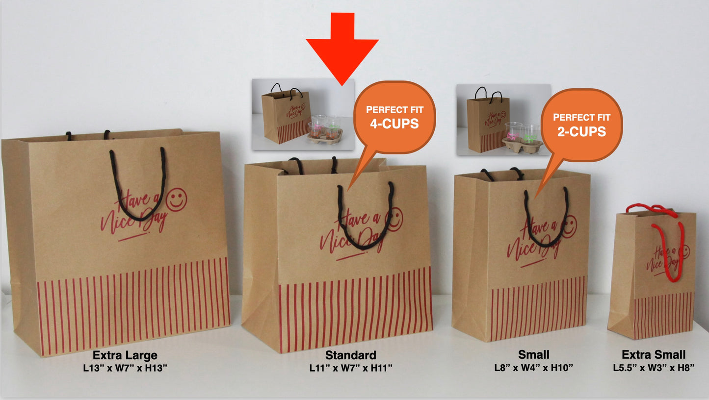 (50pcs) "HAVE A NICE DAY" 4-CUP BROWN PAPER BAG