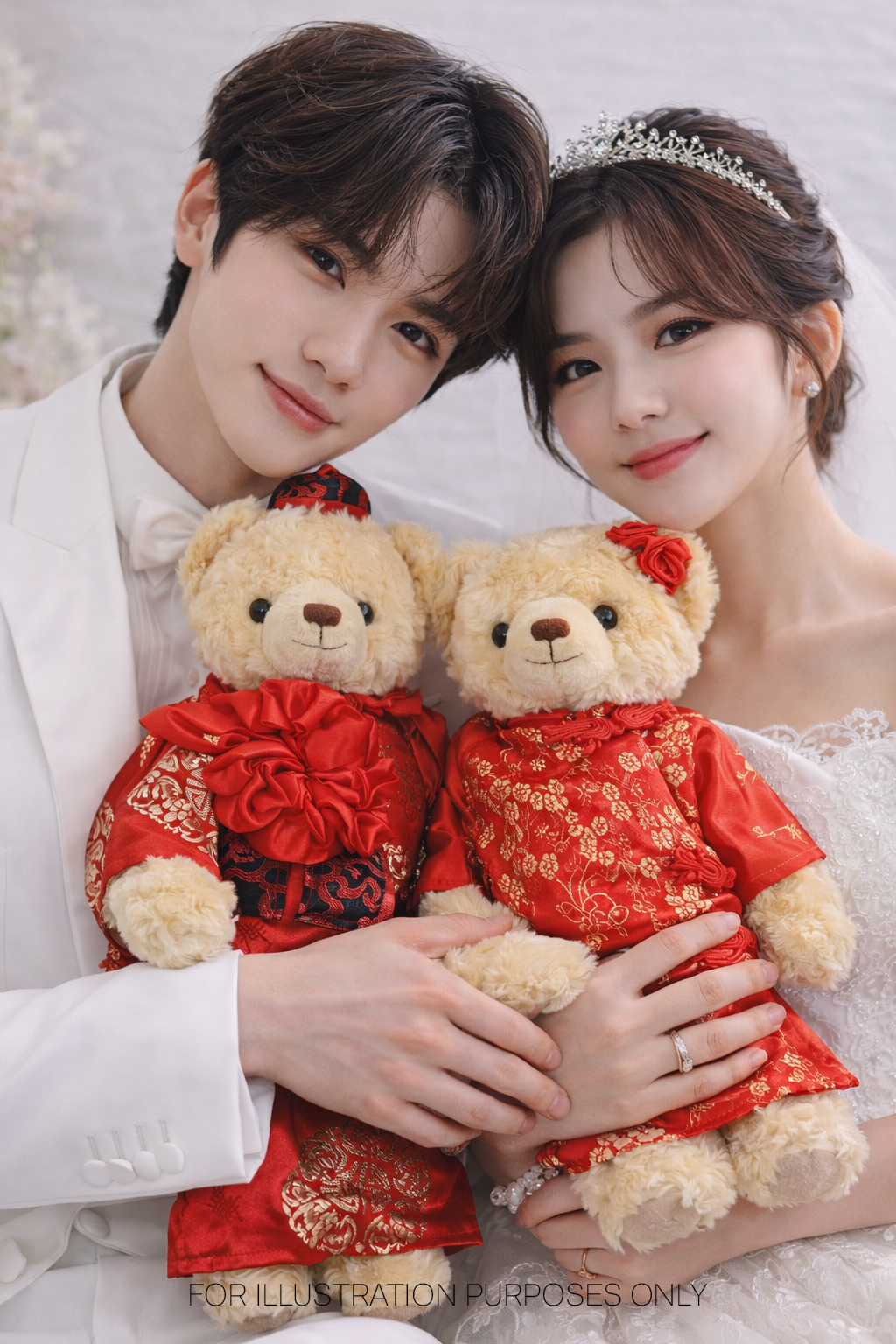 Premium Wedding Teddy Bears in Oriental Attire (Tall 35cm)